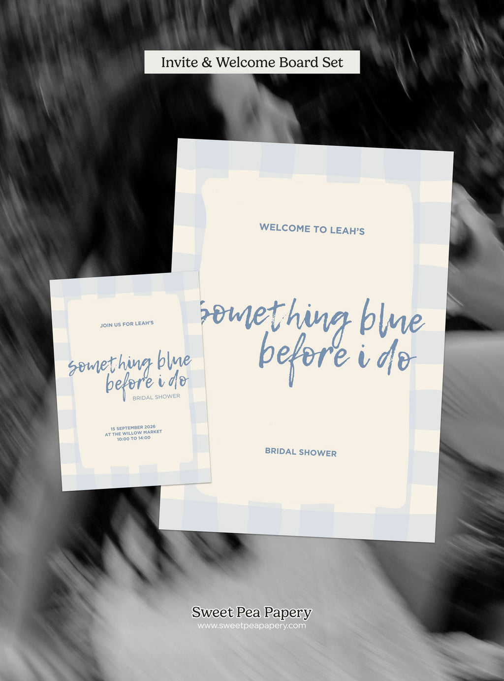 Something Blue Before 'I Do' Invite & Welcome Board Set