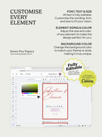 Customisable wedding stationery shown inside Canva, featuring wedding vow text, bridal vow wording, save the dates, rsvps, canva templates and canva designs, ideal for a gift wedding and beautiful wedding stationery store experience.