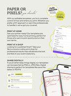 Paper or pixels wedding stationery option showing save the dates, rsvps and wedding vow designs exported digitally or for print, a gift wedding stationery solution using canva templates and canva designs for a beautiful wedding day.