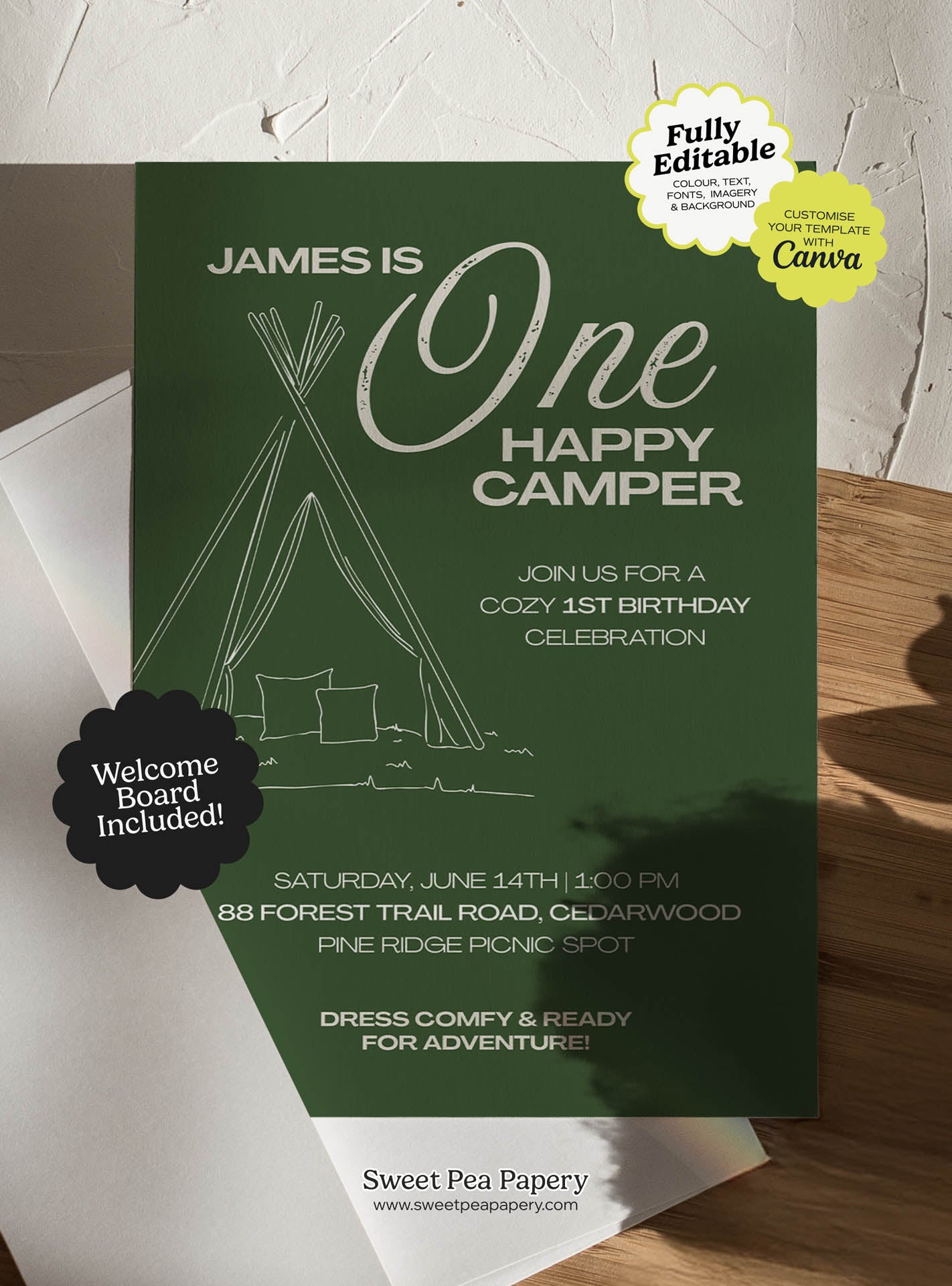 One Happy Camper Invite Set