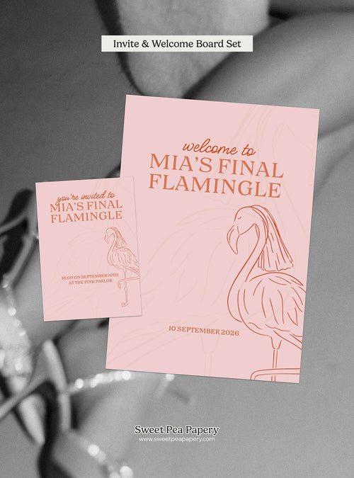 Final Flamingle Invite & Welcome Board Set