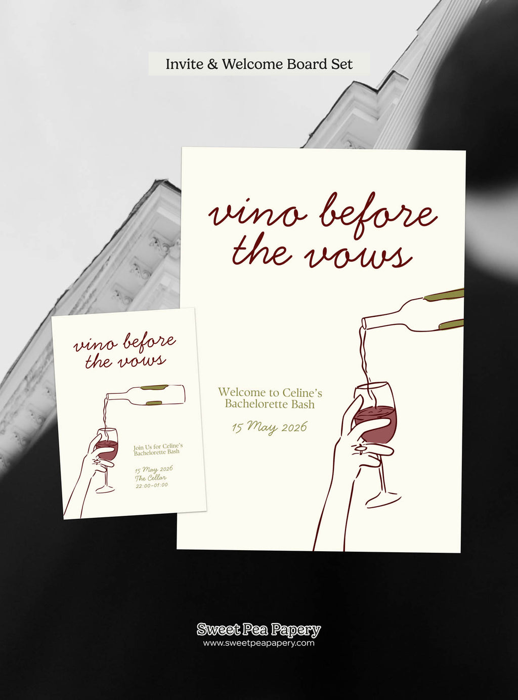 Vino before Vows Invite Set