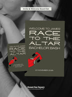 Race to the Altar Invite & Welcome Board Set