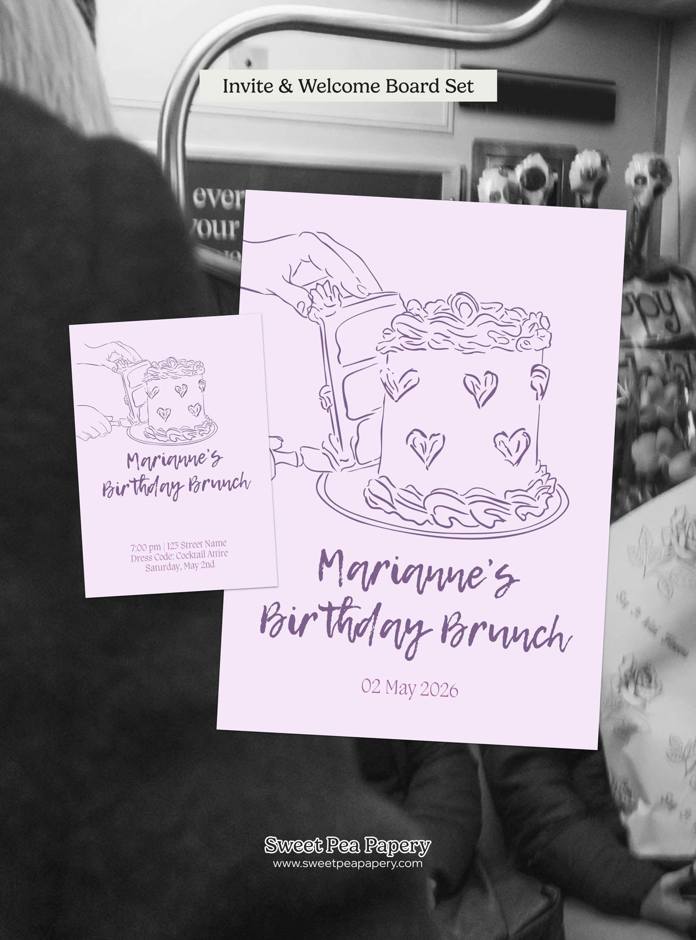 Lilac Slice Invite Set