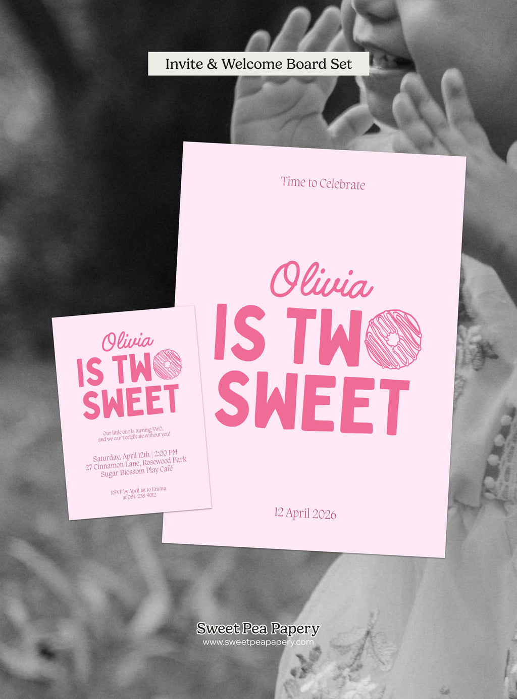 Two Sweet Invite & Welcome Board Set