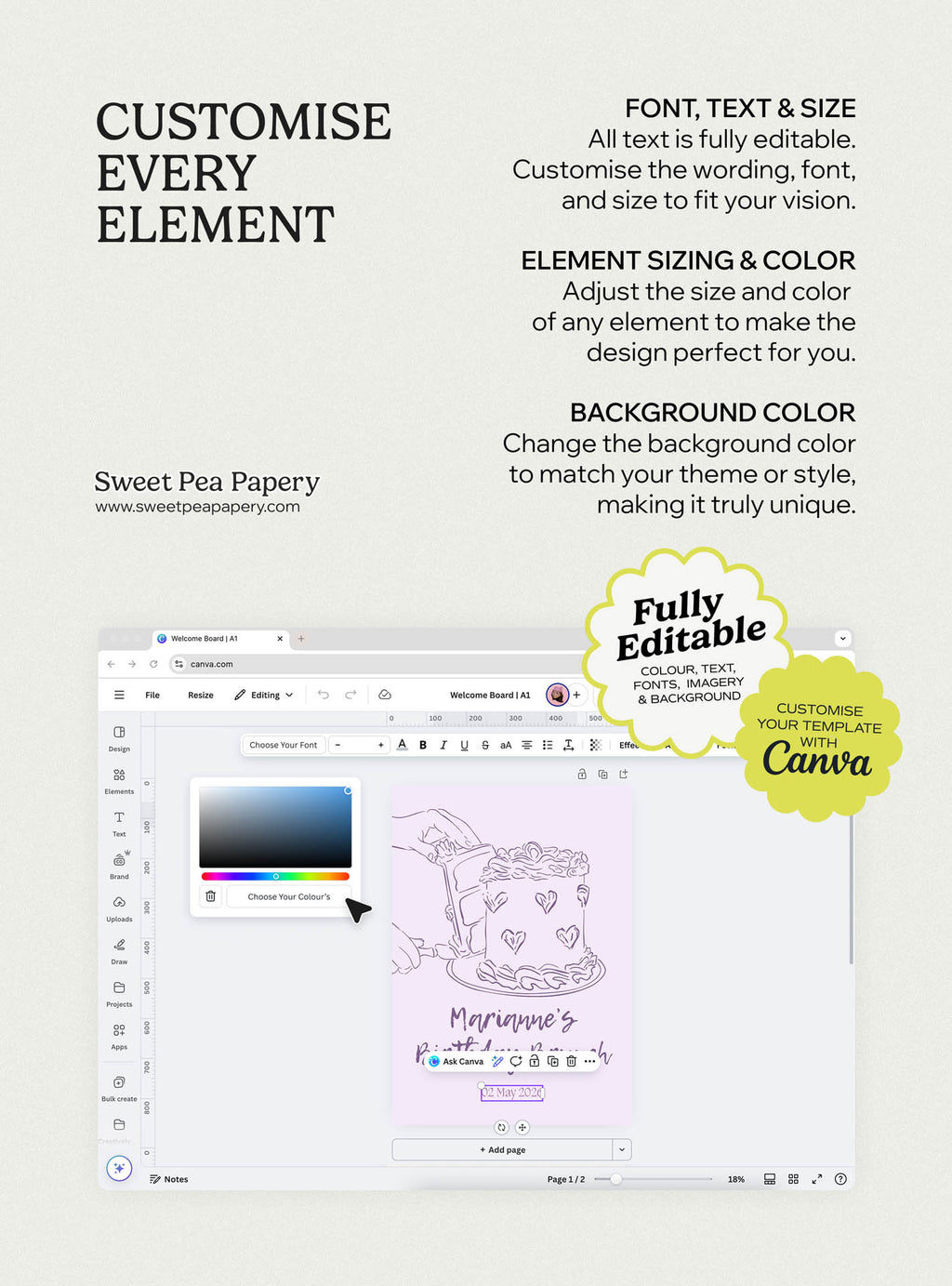 Lilac Slice Invite & Welcome Board Set