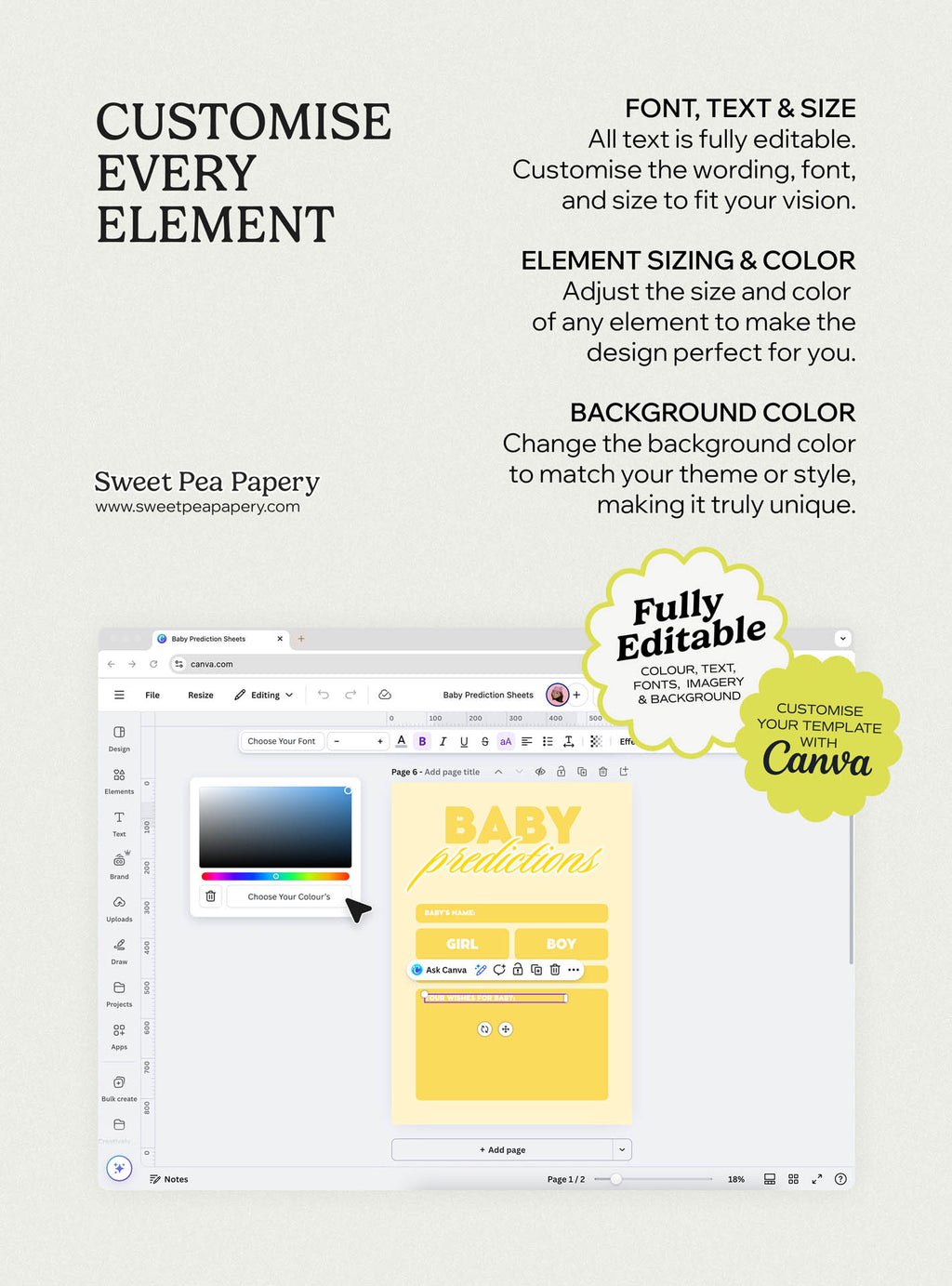 Retro Baby Prediction Sheets