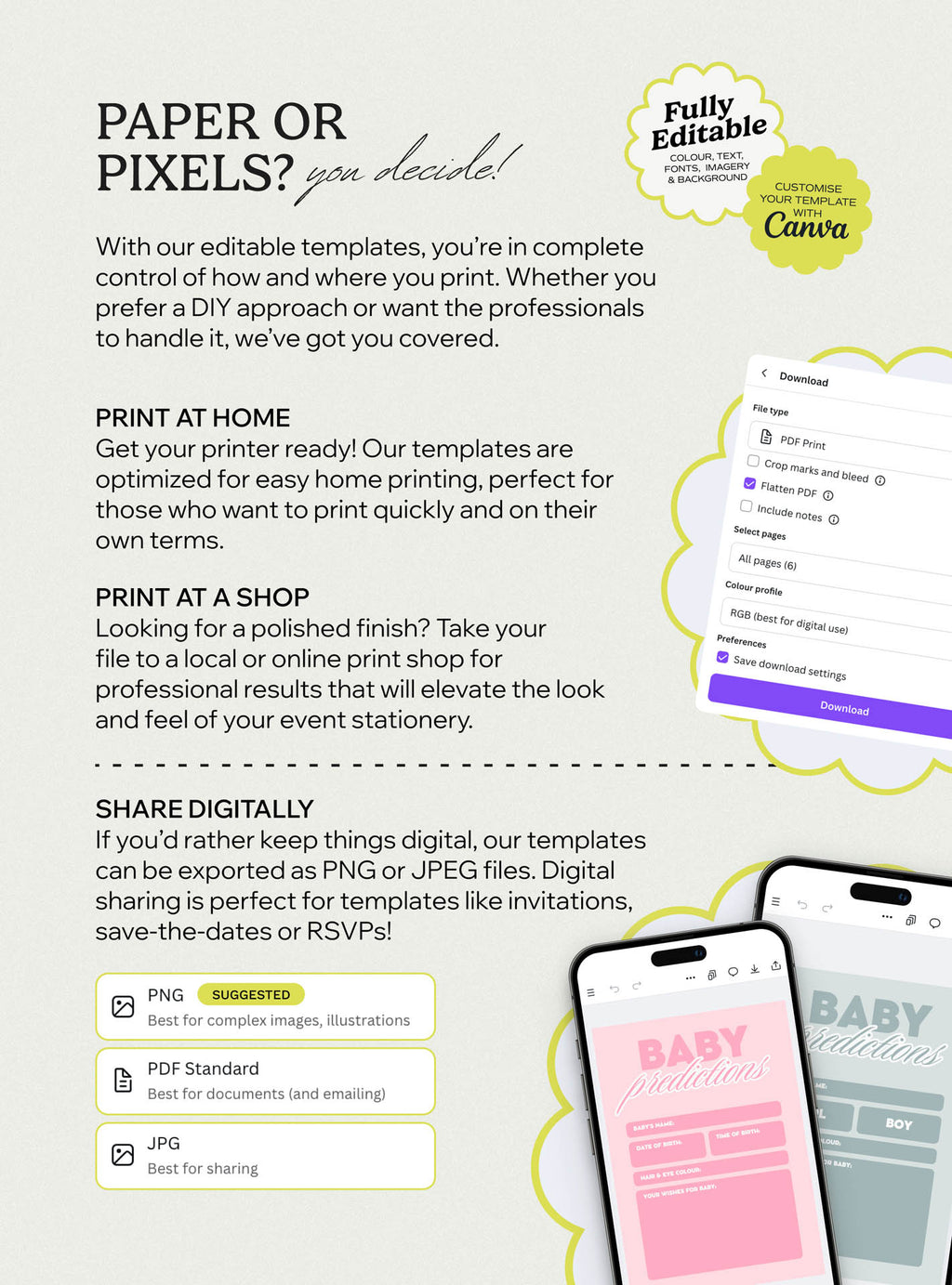 Retro Baby Prediction Sheets