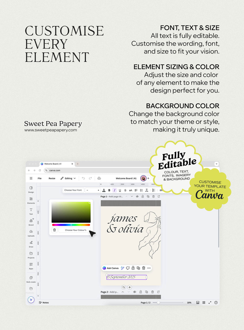 Customisable Noir & Linen wedding stationery edited in Canva, featuring save the dates, wedding vow text and bridal vow layouts, created as gift wedding templates using canva templates, canvas designs, templates.