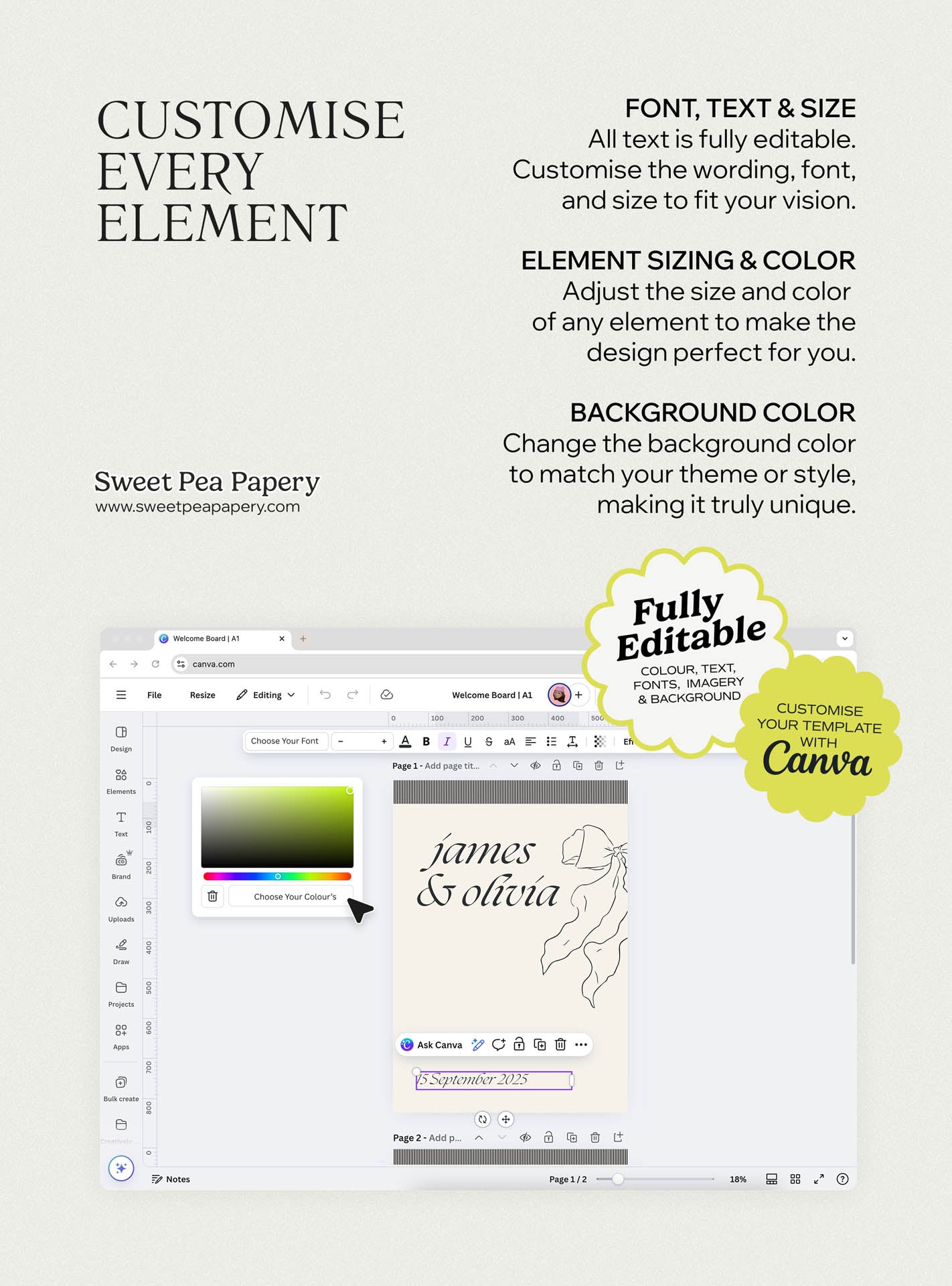 Customisable Noir & Linen wedding stationery edited in Canva, featuring save the dates, wedding vow text and bridal vow layouts, created as gift wedding templates using canva templates, canvas designs, templates.