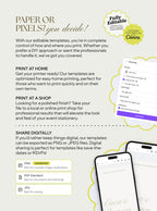 Paper or pixels option for Mocha Luxe Wedding Collection showing save the dates and rsvps designed for print or digital sharing, ideal for a beautiful wedding, gift wedding or online use with canva templates, canvas designs and the save the date formats.